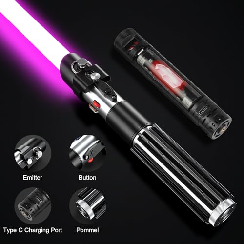 Lichtschwerter Lightsaber für Erwachsene mit App-Steuerung, Smooth Swing RGB-Farben Veränderbar Duell-Lichtschwert, Neueste V3.0 Motion Control Lichtschwert mit 16 Sound-Fonts (DV)