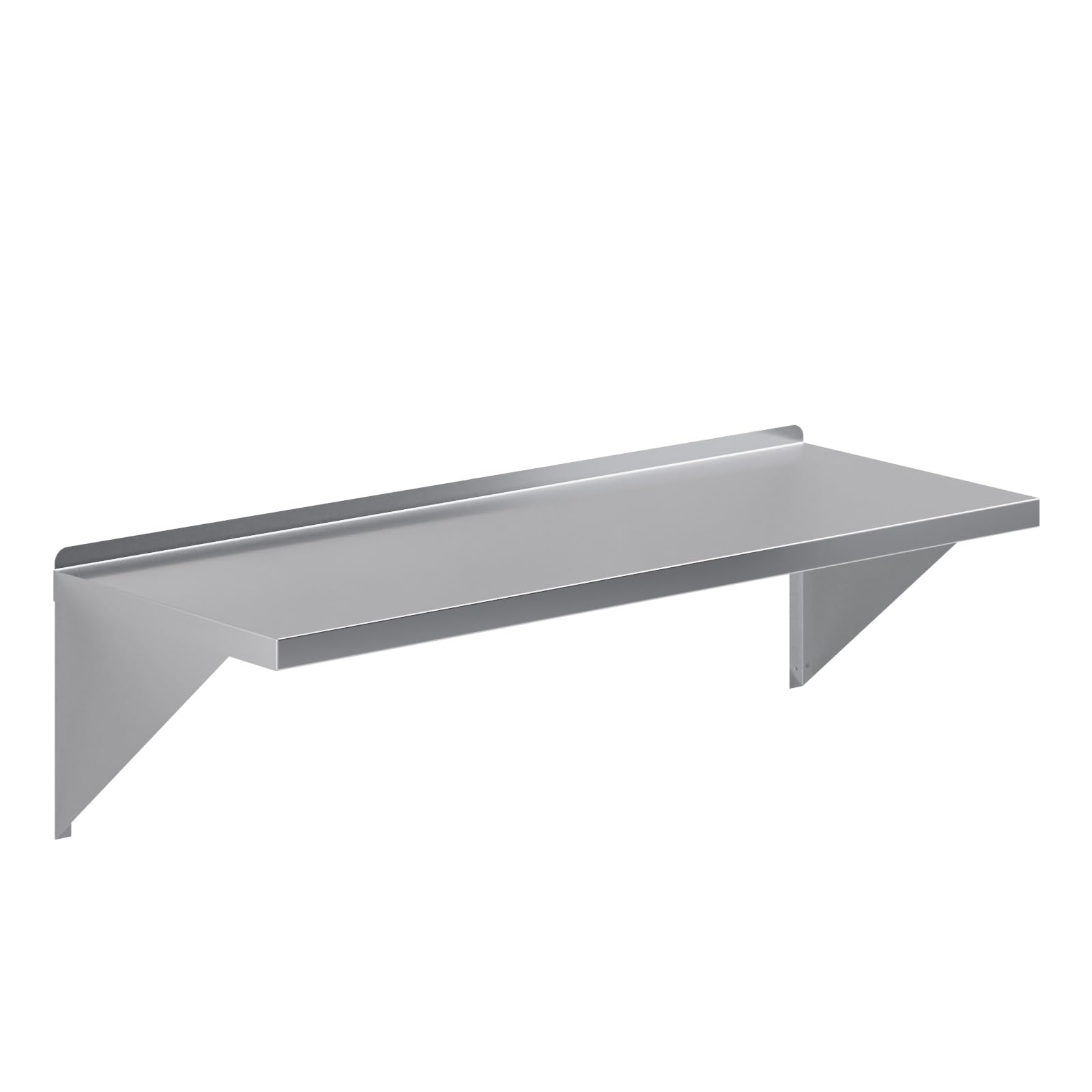 AmGood 48" Width x 18" Length | Stainless Steel Wall Shelf | Turned-Down Edge | Metal Shelving | Heavy Duty | Commercial Grade | Wall Mount | NSF Certified
