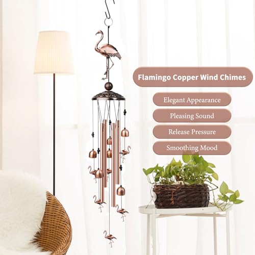 35" Copper Wind Chimes (Flamingo) - image 2