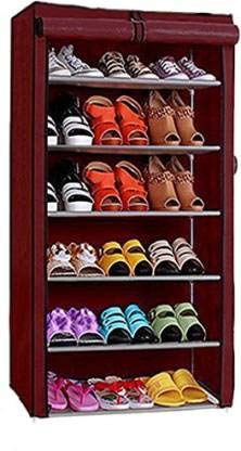 Bae store 6 Shelves Shoe Rack with Cover Organiser Maroon