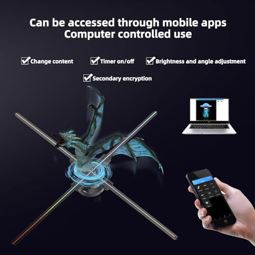 Image of 3DHologramFan,Missyou 23.6 inch 3DHologramfan Projector HD LED Advertising Display with Remote and Bluetooth and Splicing,700 Video Library for Business Store Signs,Bar,Party,Halloween,Stage Lights