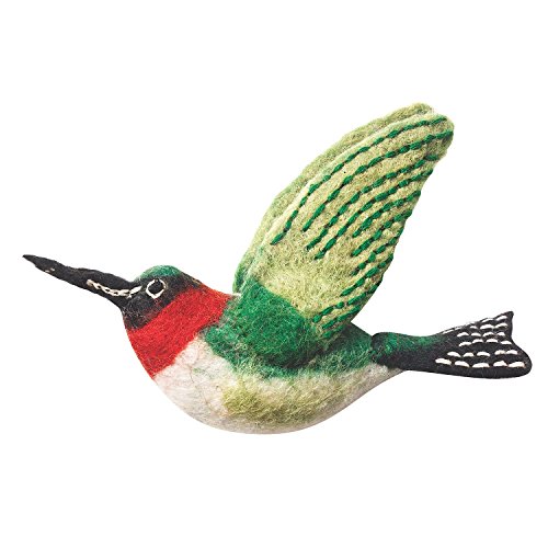 Global Crafts Felt Bird Ornament - Hummingbird, Wool, Christmas Tree