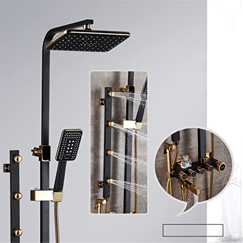 N/A Golden White Shower Faucet In Wall Shower Mixer System Rainfall Shower Head Brass Body Massage Shower Set Swive Spout (Color : C) #TOP1