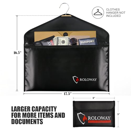 ROLOWAY Hanger Diversion Fireproof Safe, Hidden Compartment for Home & Travel, Secret Safe for Cash Hiding Under Clothes with Small Fireproof Bag