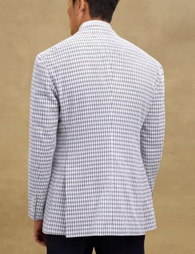 Men's One Button Plaid Blazer Slim Fit Notch Lapel Lightweight Casual Sport Coats for Wedding Prom2