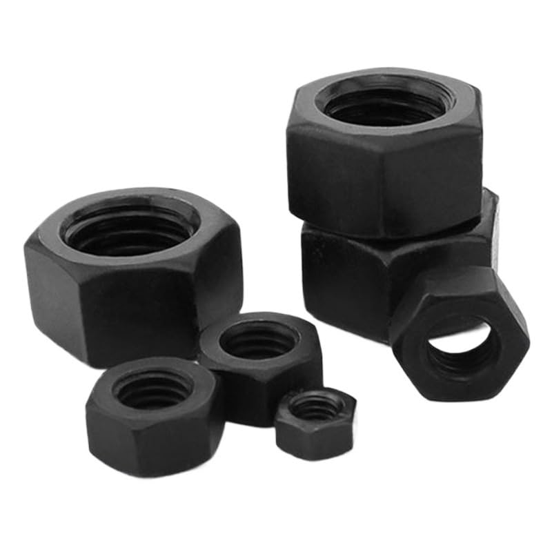 for Grade 4.8 Carbon Steel External Hexagonal Nut, Iron Black Thickened Bolt Cap M6 10pc