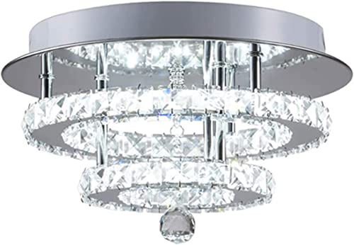 Plafonnier LED cristal moderne 12 pouces lampe plafond chrome variable chambre