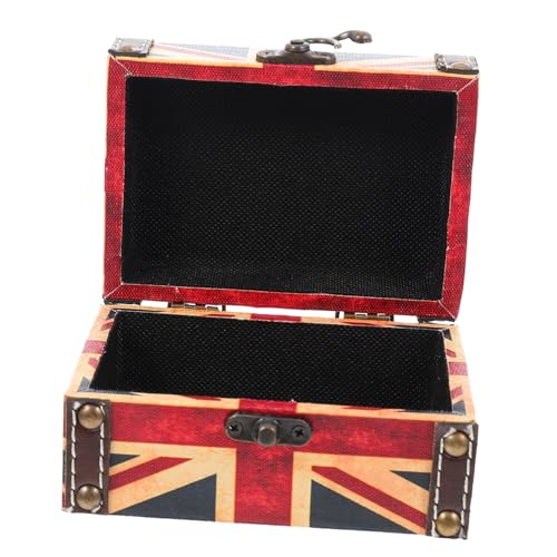 Cabilock Retro Style Wooden Jewelry Box with Antique Finish Union Jack Treasure Case for Rings Necklaces Postcards and Sundries Storage Organizer