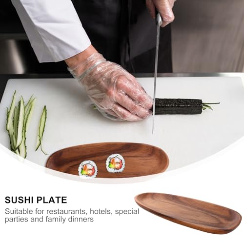 Bandeja rectangular de sushi estilo japonés en madera de acacia miniatura 4
