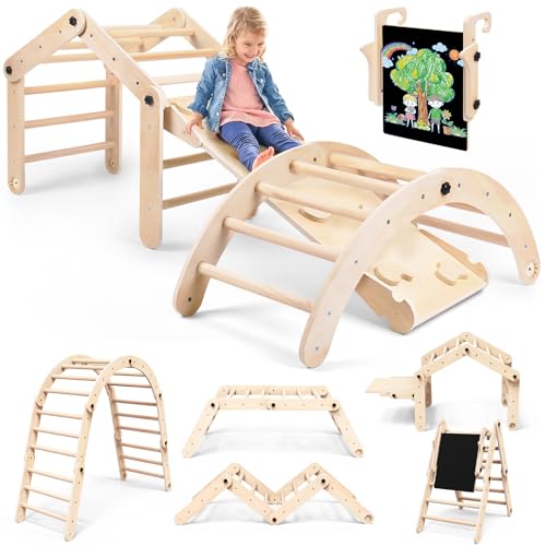 Woodure 7-in-1 Montessori Klettergerüst Indoor Set, Verformbares...