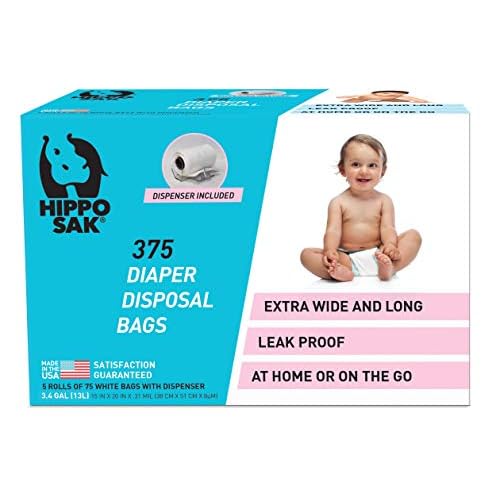 Hippo Sak Diaper Disposal Bags, 375 Count, White