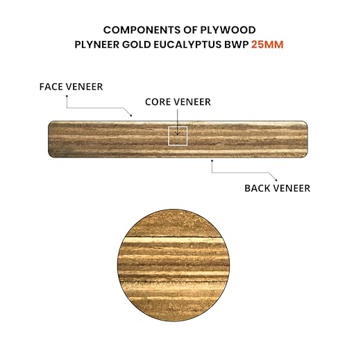 Image of Plyneer Calibrated Gold Eucalyptus BWP-Grade Plywood - Premium Gurjan Wood for Kitchens & Bathrooms (25mm)-8ft x 4ft