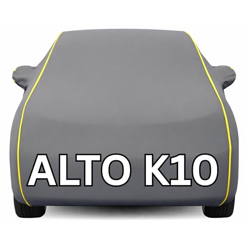 Image of Kayme Premium Grey Alto K10 Car Cover Waterproof for (All Models & Variants - Petrol, Diesel, CNG & EV) |Speacially Custom Fit with Mirror Pockets |All-Weather Protection - Outdoor Car Body Cover