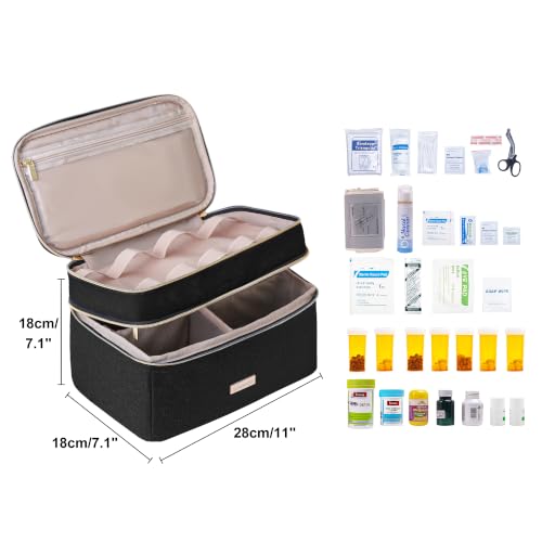Image of Lexeeco Travel Medicine Pill Bottle Organizer Bag with Portable Small Pouch