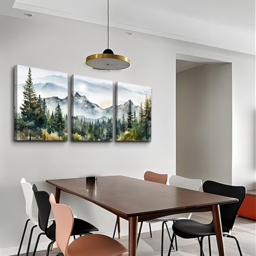 DZRWUBHS Large Wall Art for Living Room Wall Decoration for Bedroom Office Decor Abstract Mountain Forest Landscapes Ink Painting Framed Canvas Art Prints Ready to Hang Pictures Modern Home Decor