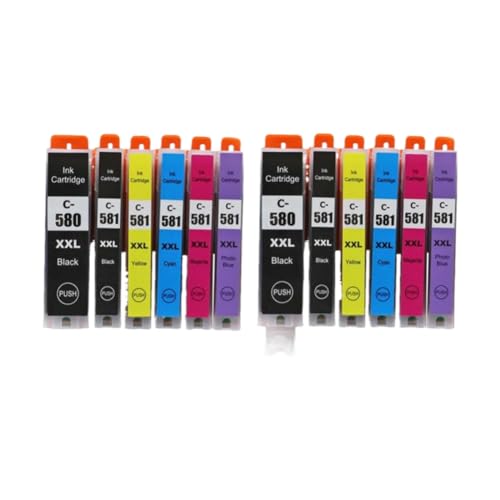 Cartouche d'encre PGI-580 CLI-581 pour Canon TS6150 TS6250 TS6350, pack de 12