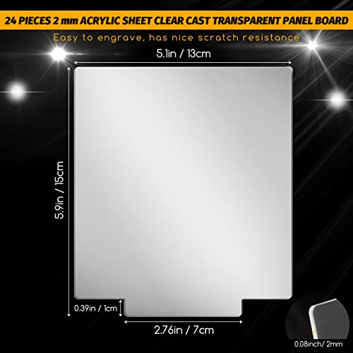 Plaque acrylique transparente de 2mm pour base LED - Lot de 24 plexiglas rectangulaires