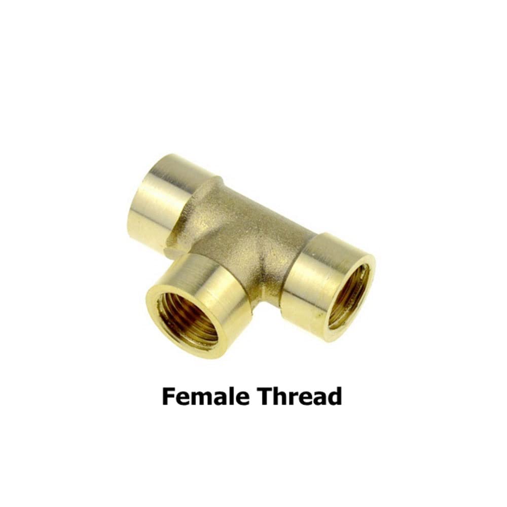 Trójnik mosiężny, kolanko - Adapter 2- i 3-kierunkowy do wody, gazu i oleju - Złącze z gwintem żeńskim męskim 1/8" do 3/4", 1 szt.(0.5In Copper)