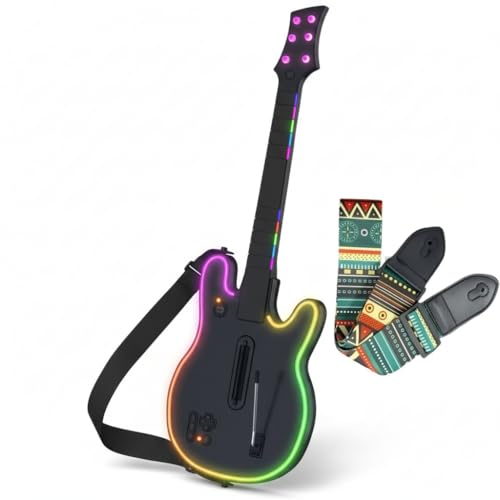 Image of Lyvix Guitar Hero Controller for PS4 /PS3 /PC, Wireless Rechargeable Game Controller Compatible with Guitar Hero, Clone Hero, Rock Band, Fortnite Festival, with Replaceable Straps, RGB Light, Audio Jack