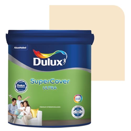 Image of Dulux SuperCover Ultra - Premium Interior Emulsion Paint For Walls and Ceilings | Smooth Matte Finish | Durable, Long-Lasting Paint with Extra Coverage, Off White (10L, Coconut /Gentle Australia, 4 Years Warranty)