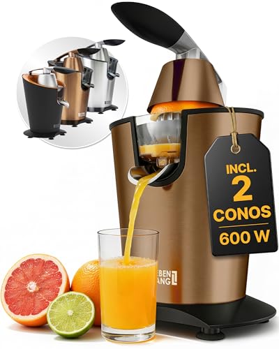 LEBENLANG Exprimidor de naranjas electrico 600W - Incl. Cono de Acero Inoxidable & Libre de BPA I Juicer orange machine Esprimidoras zumera Espremedor citrinos eléctrico Esprimidores zumos automatico