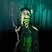 Leg Avenue 2 Piece Storybook Witch-Full Length Ruched Glitter Dress with Matching Hat for Women, Black/Green, Small/Medium
