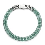Natural Jade Cuban Link Bracelet for Men and Women, Rounded Green Jade Chain Bracelet, Unisex Jewelry