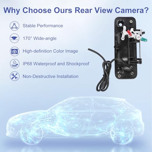 Image of Rear View Back up Camera Tailgate Handle Compatible with Toyota Tundra 2007 2008 2009 2010 2011 2012 2013 Replaces 69090-0C050, 690900C051, 81214