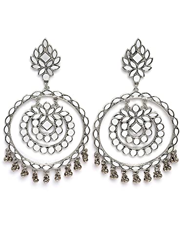 Image of Karatcart Red Stone Studded Gold Plated Drop Earrings for Women