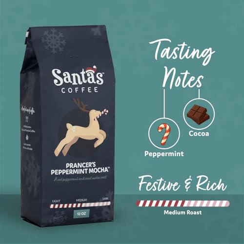 Santa’s Coffee Prancer’s Peppermint Mocha Café en Grano Tostado Medio 12 oz miniatura 2