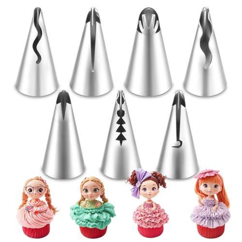 Thinp 7 Pcs Piping Tips Set - Stainless Steel Ruffle & Cake Decorating Tube Set