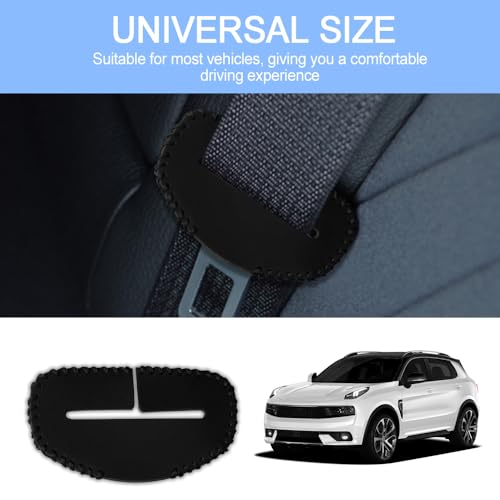 Kutyun 2Pcs Seat Belt Buckle Cover, Anti-Scratch Leather Car Seat Belt Silencer Clip Holster, Pure Hand Sewing Auto Seat Belt Buckle Protector, Universal Car Interior Accessories for All Cars (Black) - Thumbnail 2