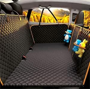 Back Seat Extender for Dogs - Large Space, Heavy-Duty Dog Car Seat Cover for Back Seat with Hard Bottom Holds 420lbs, Waterproof 600D Upgraded Material Dog Hammock for Car,Easy to Use and Clean