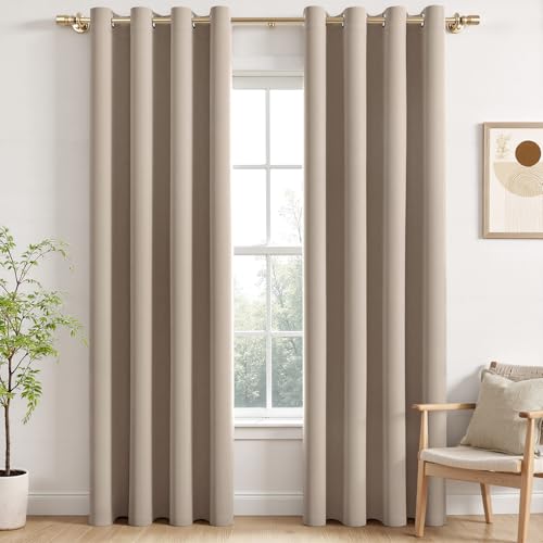 MIULEE Taupe Rideau Occultant Thermique Anti Chaleur 140x245 Lot de 2, Fenetre Rideaux Salon à...