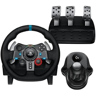 Logitech G G29 SE Driving Force Racing Wheel and Pedals, Force Feedback, Real Leather Driving Force Shifter - Sim Steering Wheel, Pedals, Gear stick for PS5, PS4 and PC, Mac - Black