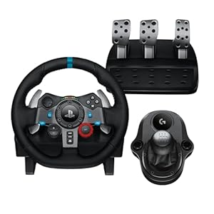 Logitech G G29 SE Driving Force, volante de carreras y pedales, Force Feedback, Cuero auténtico + Palanca de cambio Driving Force – Para PS5, PS4 y PC, Mac – Negro