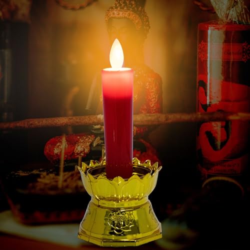 2piezas luz de vela LED efecto llama y lámpara de loto para ofrenda 3