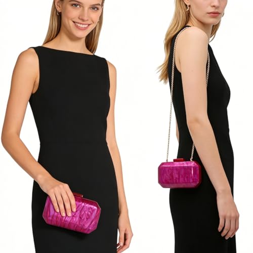 Image of Women Acrylic Clutch Chic Marble Evening Handbag Wedding Box Clutch Purse Chain Shoulder Bag for Prom Party