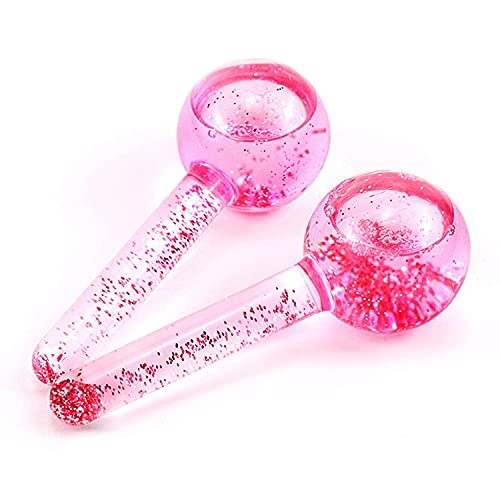 Poleview Ice Globes For Facials, Cooling Face Roller, Facial Massage Tools For Daily Skincare, Tightens Skin, Reduce Puffiness And Dark Circles, Anti Ageing, Enhance Circulation - Pink, With Glitter #TOP6