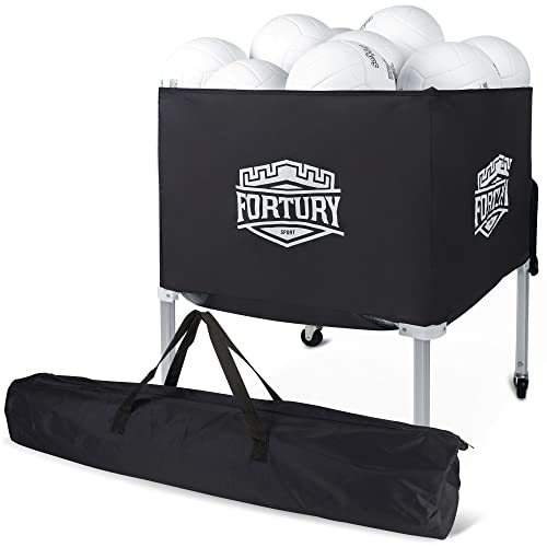 Portable Volleyball Cart on Wheels Ball Cart Collapsible Volleyball Ball Cart Garage Ball Storage (Black)