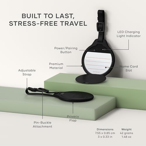 Image of Satechi FindAll Smart Luggage Tag with Find My, TSA-Friendly, Airport Tracking, Left-Behind Alerts, Loud Audible Chime, Wireless Rechargeable, Works with iPhone, iPad, Mac - Black