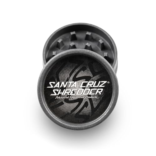 Santa Cruz Shredder Grinder for Herbs Knurled Top for Stronger Grip 2-Piece Medium 2.2 (Black)