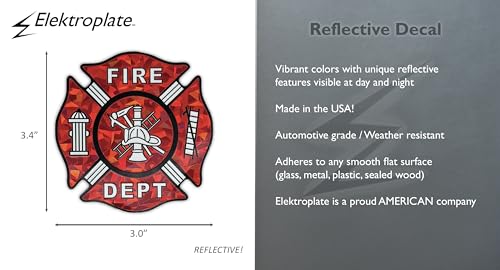 Image of Elektroplate Firefighter Fire Department Cross Red Reflective Decal (3.0 inch x 3.0 inch) Premium All Weather Sticker for Car, Water Bottle, Laptop, Phone & More | Made in the USA