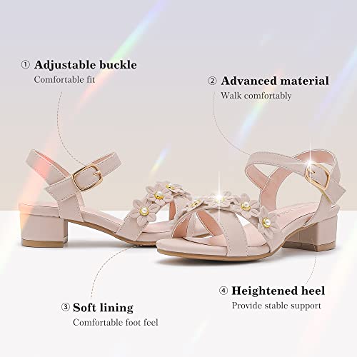 Girls Sandals Kids Heels Open Toe Ankle Strap Dress Shoes Flower Wedding Party for Toddler Little Big Kid4