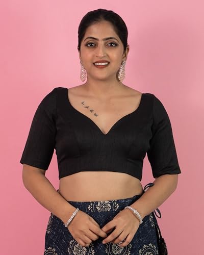 figure39s designer women39s dupion raw silk half elbow sleeves sweetheart v neck sabyasachi cut readymade saree blouse s10