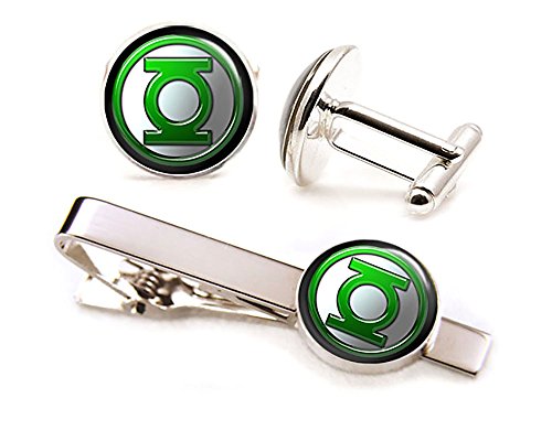 Green Lantern Tie Clip Tack, The Justice League Jewelry, Avengers Cufflinks, Cuff Links Link, Groomsmen Gift Wedding Party Gifts Father's Day Present Birthday Presents
