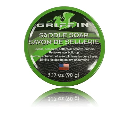GRIFFIN Saddle Soap - Leather Cleaner, Leather Conditioner and Leather Softener - Shoes, Boots, Handbags and Leather Goods (2.8 oz) - Made in USA