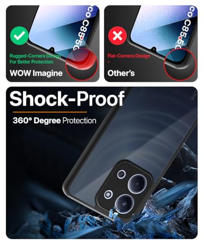 Image of WOW IMAGINE Translucent Hybrid Back Case Cover for Mi Redmi 15C 5G | Poco C85 5G 2025 Smoked Matte Back | Shock Proof 360 Degree Protection | Protective Hard Case - Matte Black