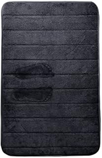 BIKHYY Memory Foam Bathroom Mats 2 Piece Sets Non Slip Bathtub and Toilet Pedestal Mats with Water Absorbent for Bathroom Memory Foam Bath Mat 50 x 80 cm and 50 x 60 cm (Black)