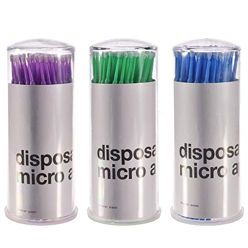 Gaiatop Micro Applicator Brush, 300PCS Disposable Micro Fiber Wands Microfiber Tip Swab Brushes Applicators Bendable Makeup Tool for Eyelash Extensions